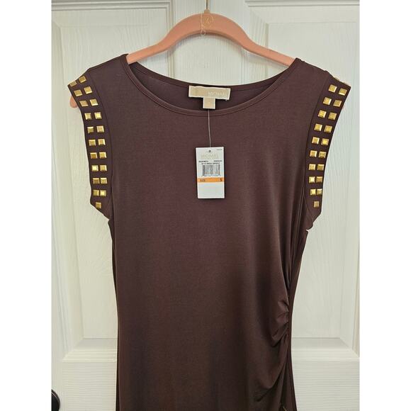 NWT MICHAEL Michael Kors Studded Trim Asymmetrical Sheath Dress Size S - Picture 4 of 6